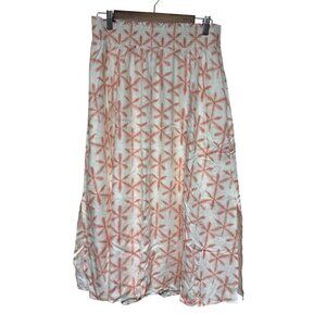 NEW Loft Women's Rayon Linen Lined white Coral Beach Lined Skirt Size Medium